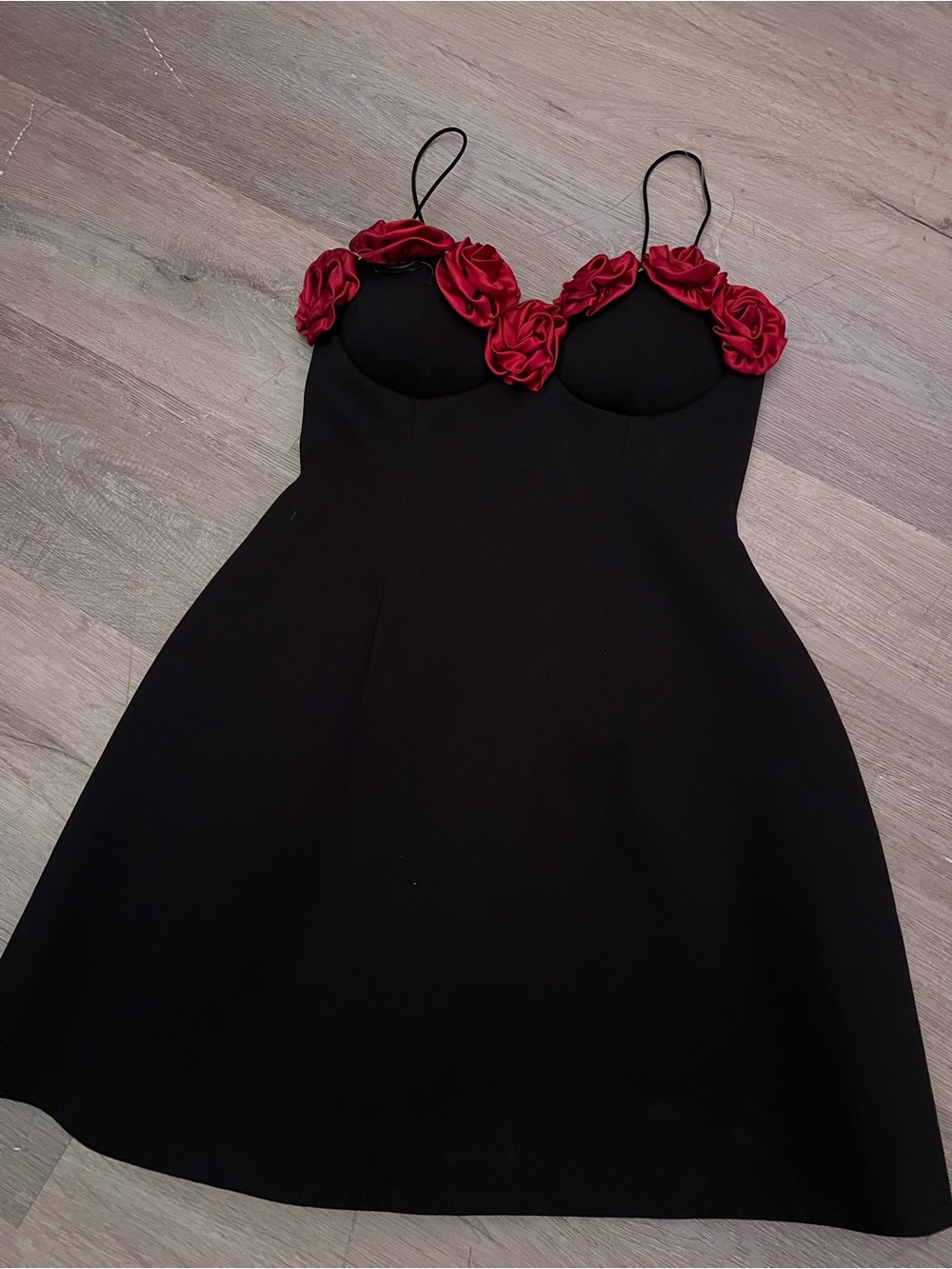 Fashion Nova Black Dress with Red Rose Trim